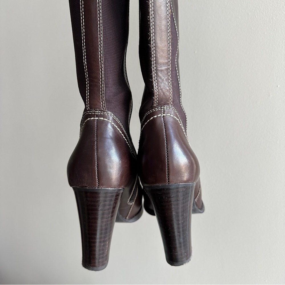 Franco Fortini Women Donna Mid-Calf Heeled Leather Boots, Y2K, Brown, Size 7.5M - Picture 14 of 16